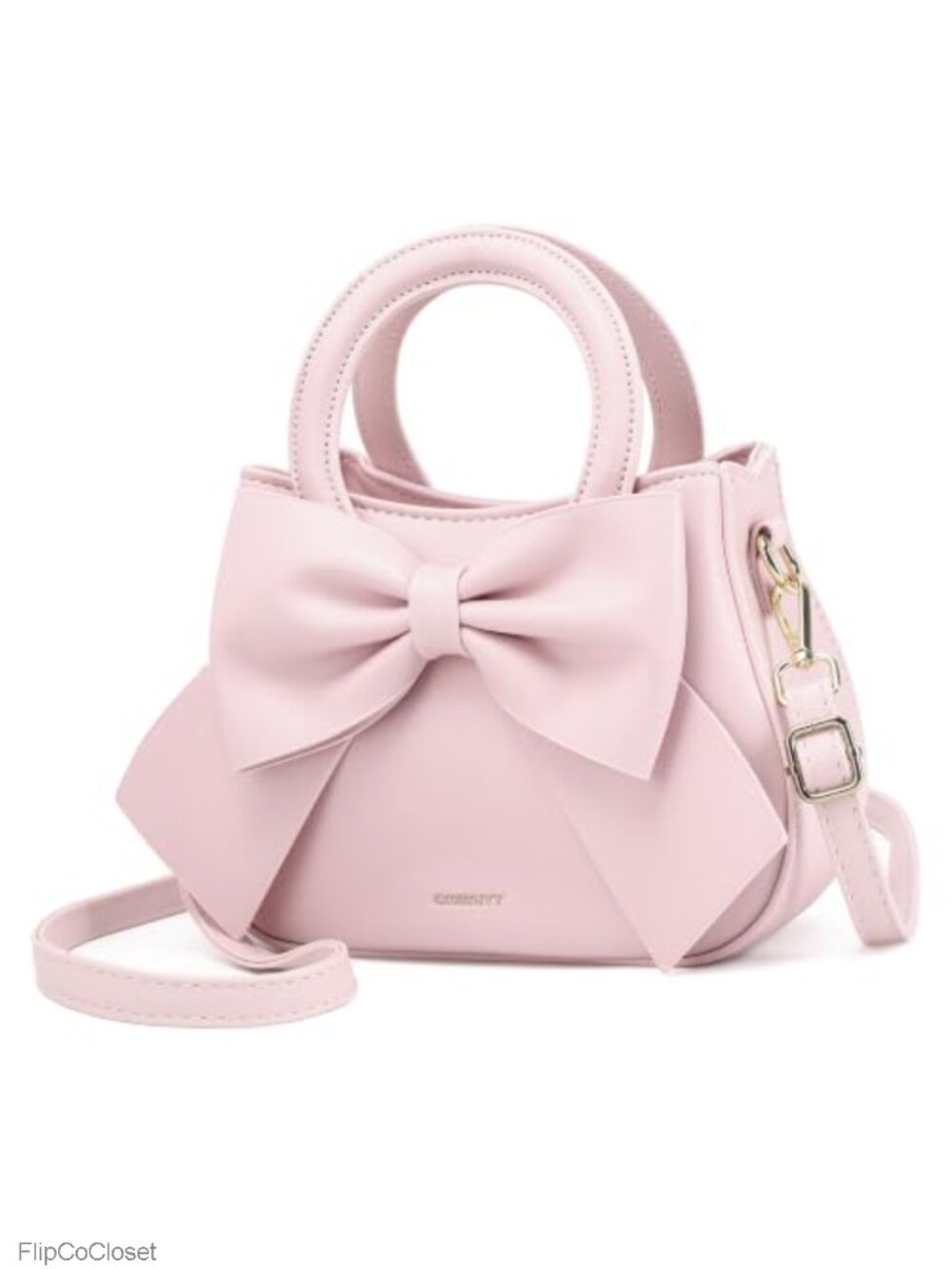 Small Crossbody Bag Vegan Leather Handbag with Top Handle and Cute Bow Knot